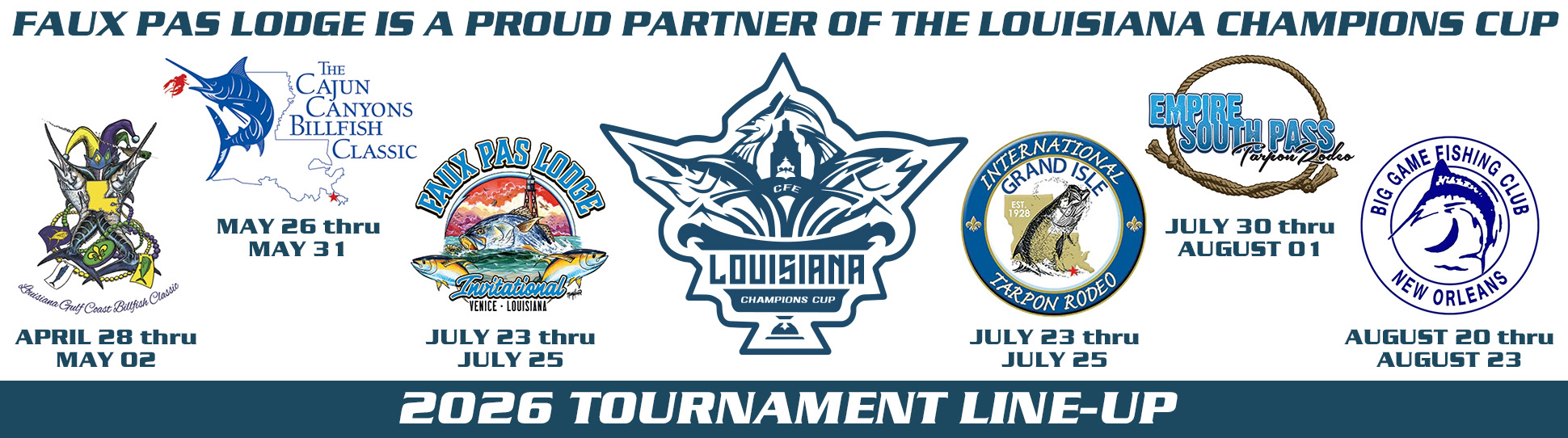 louisiana champions cup 2026 faux pas lodge web banner